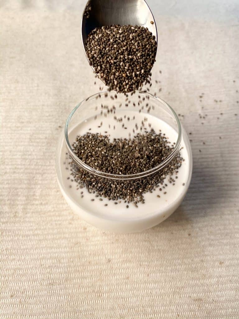 Basic chia pudding recipe - Add chia seeds to milk