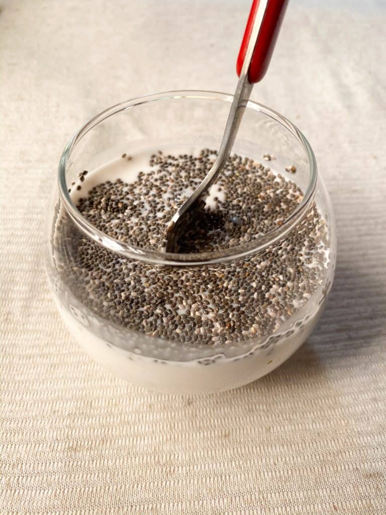 Basic chia pudding recipe - Mix chia seeds with milk