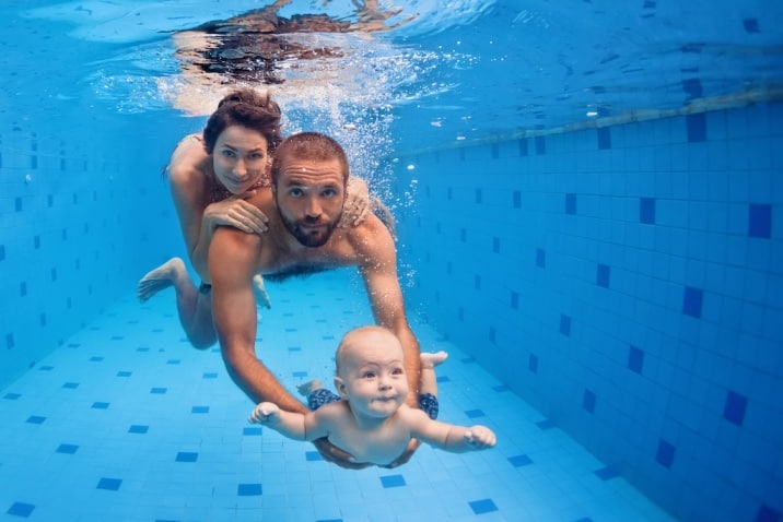 Family swimming with a baby - a family ritual
