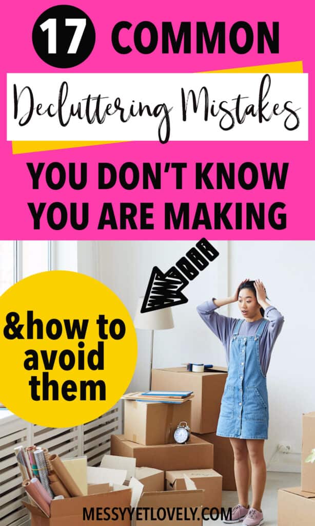 A woman overwhelmed due to decluttering mistakes