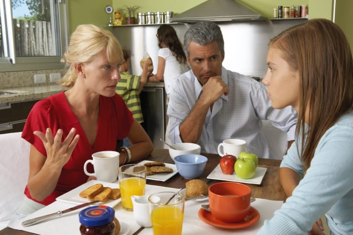 a family having meeting