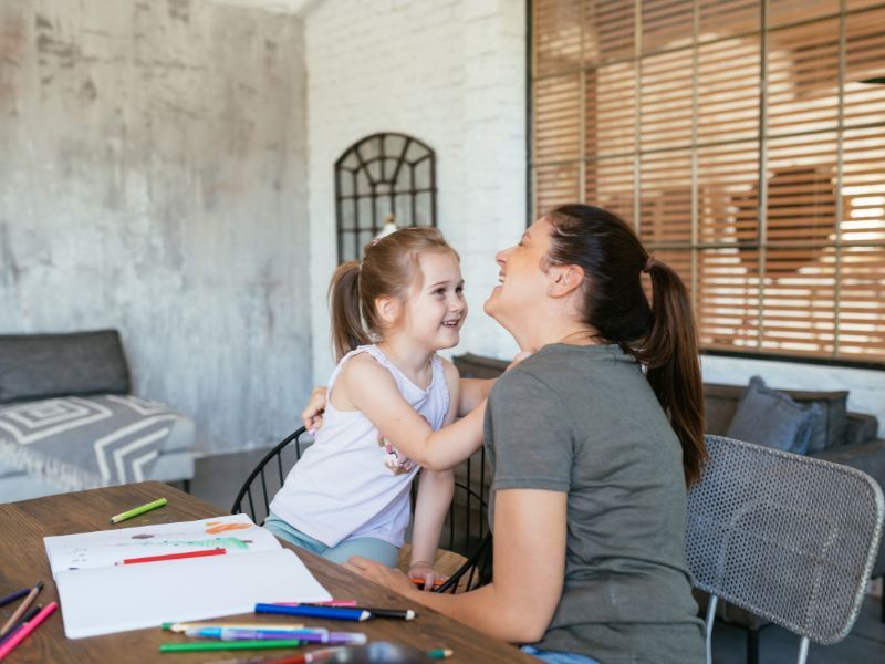 Mother and a 5 year old daughter painting - Mother daughter activity ideas