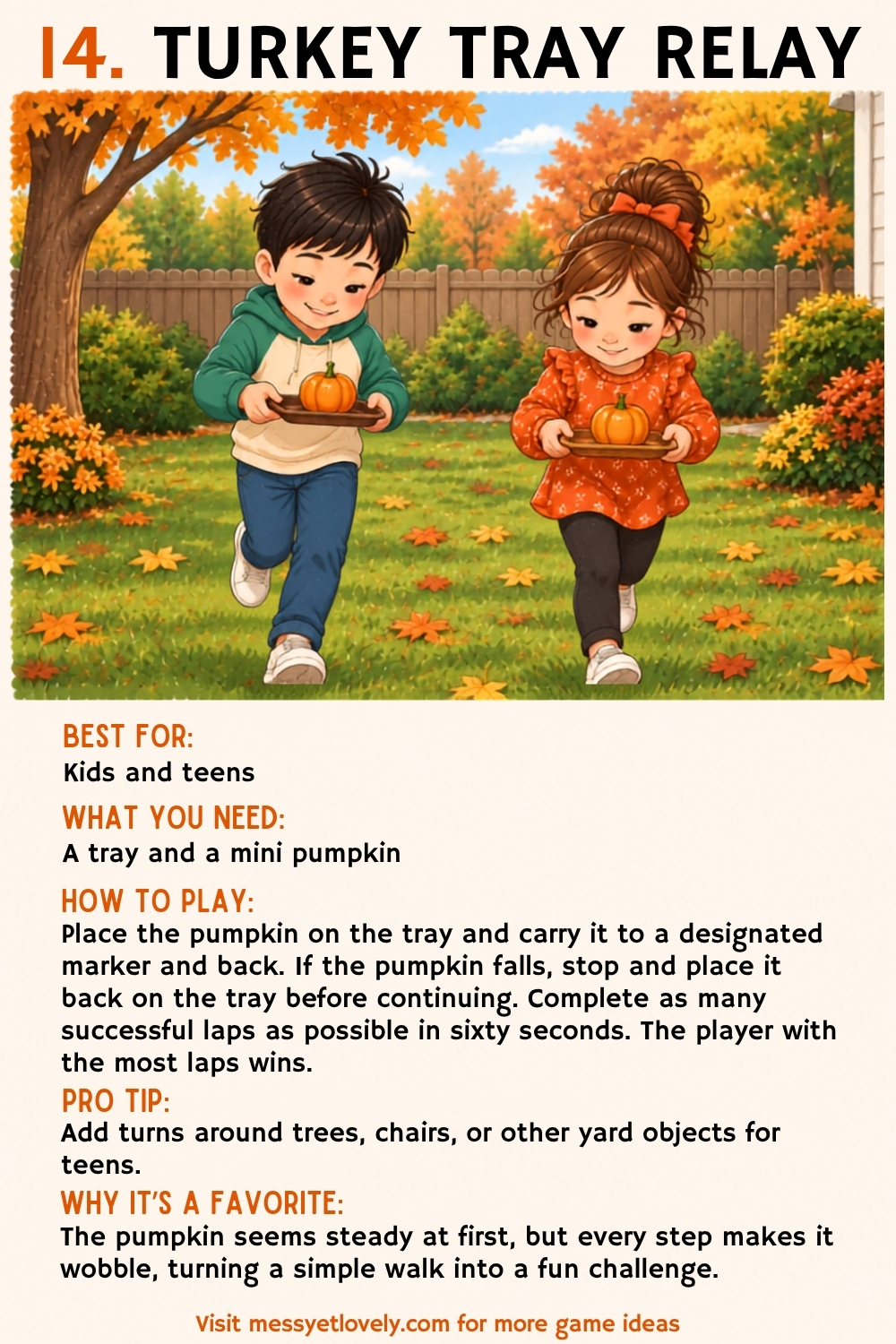 Thanksgiving minute to win it games for kids and teens - turkey tray relay