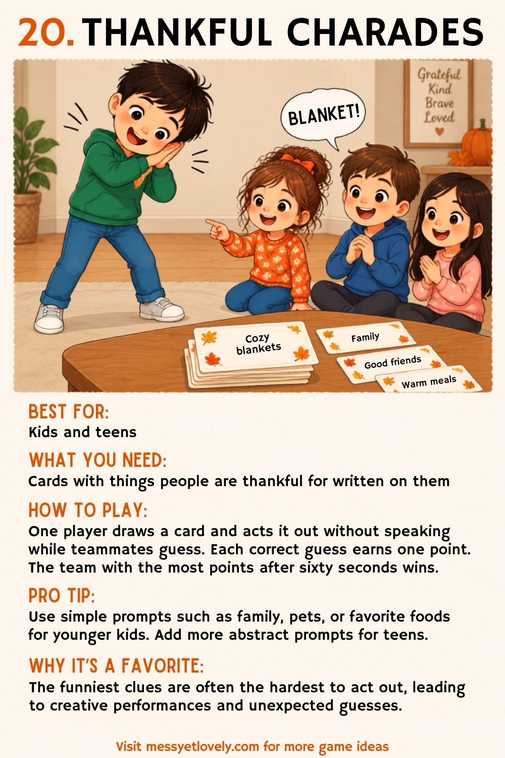 Thanksgiving minute to win it games for kids and teens - thankful charades