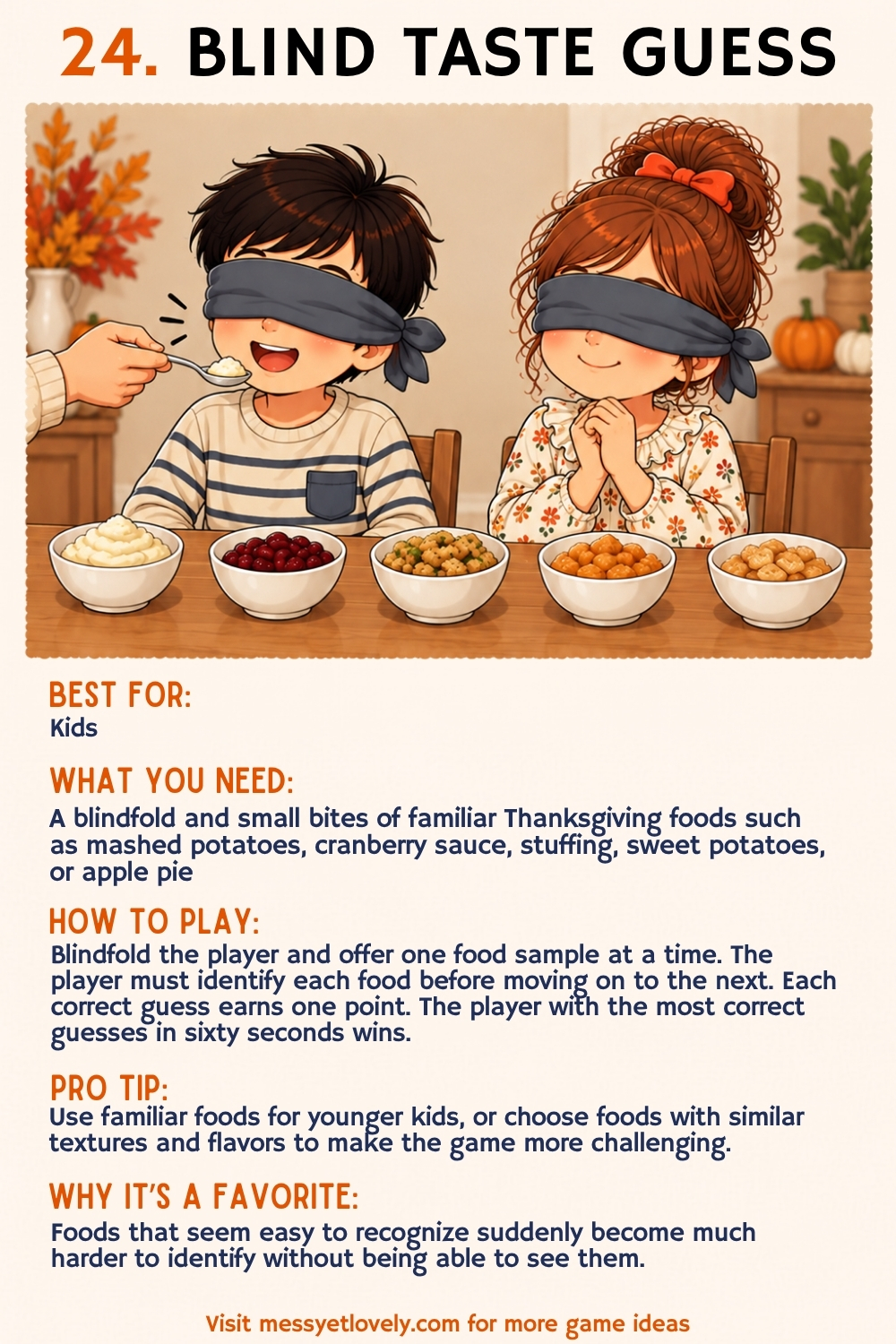 Thanksgiving minute to win it games for kids and teens -blind taste guess