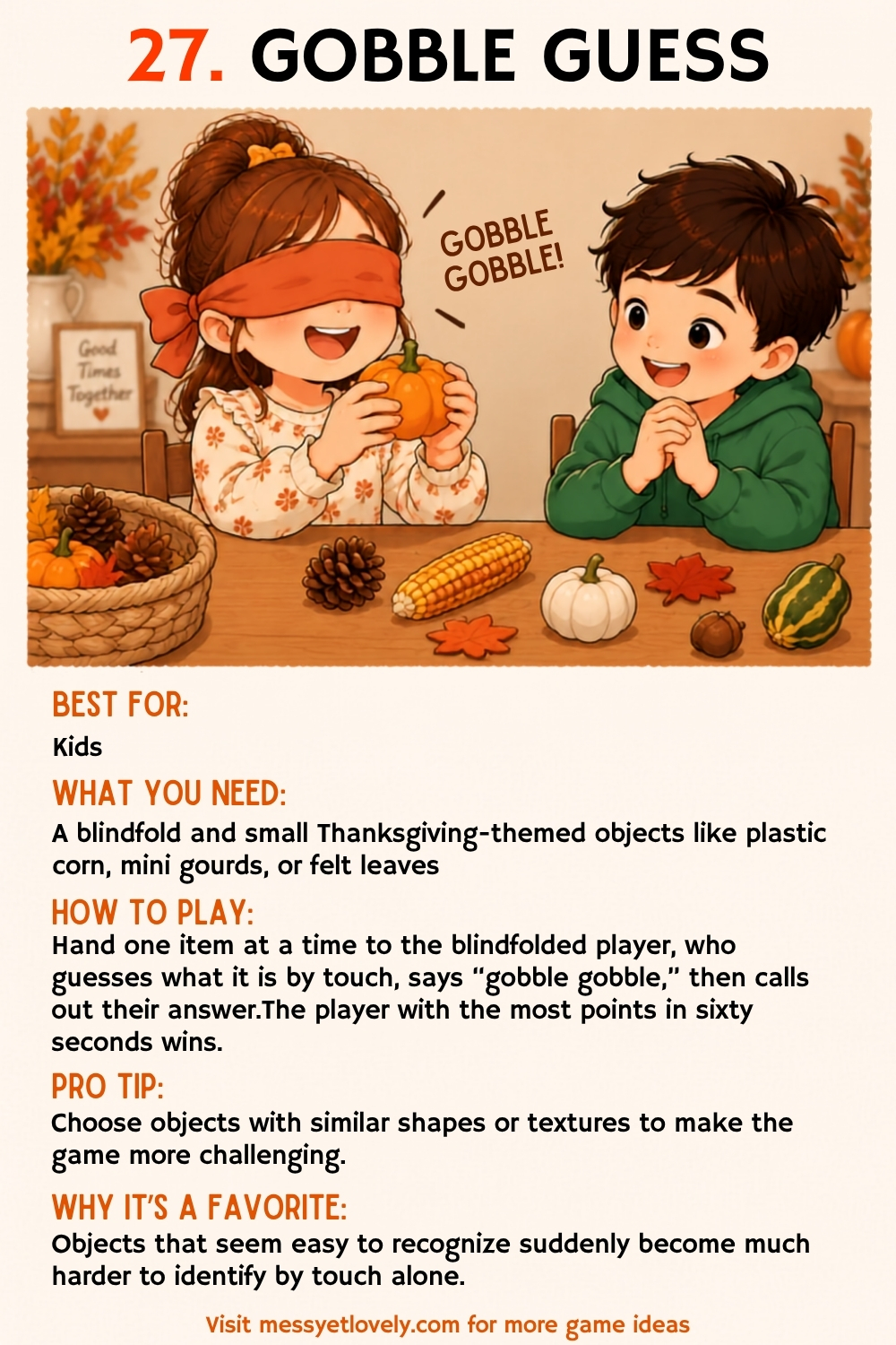 Thanksgiving minute to win it games for kids and teens - gobble guess
