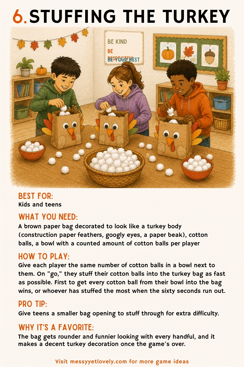 Thanksgiving minute to win it games for kids and teens - stuffing the turkey
